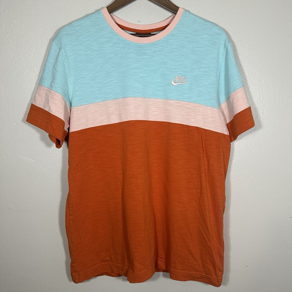 Nike Men's The Tee Retro Color block Short Sleeve T-shirt Small Logo Size M